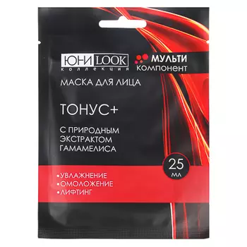 Маска для лица ЮниLook "Тонус +" с гамамелисом, 25 мл