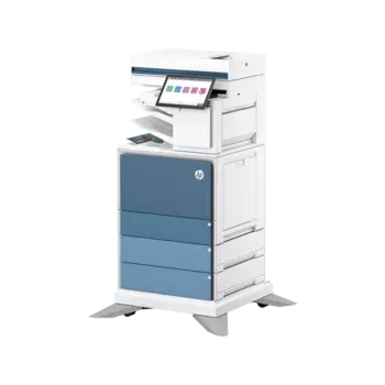 МФУ лазерный HP Color LaserJet Enterprise Flow MFP 6800zfsw, A4, цветной, 55 стр/мин (A4 ч/б), 55 стр/мин (A4 цв.), 1200x1200 dpi, дуплекс, ДАПД-150 листов, факс, сетевой, Wi-Fi, USB, белый/синий, требуется запуск через АСЦ (6QN37A)