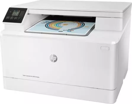 МФУ лазерный HP Color LaserJet Pro M182n, A4, цветной, 16стр/мин (A4 ч/б), 16стр/мин (A4 цв.), 600x600dpi, сетевой, USB (7KW54A)
