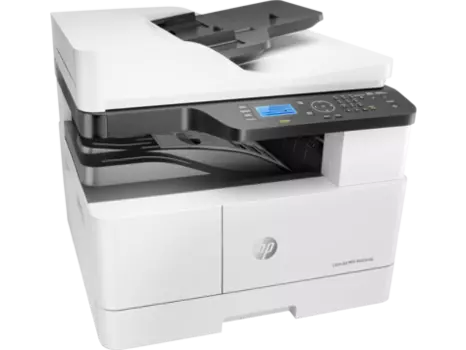 МФУ лазерный HP LaserJet M443nda, A3, ч/б, 25стр/мин (A4 ч/б), 25стр/мин (A3 ч/б), 1200x1200 dpi, дуплекс, ДАПД-100 листов, сетевой, USB, белый/черный (8AF72A)