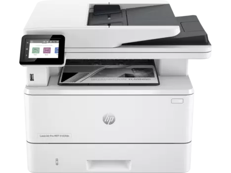 МФУ лазерный HP LaserJet Pro 4103fdn, A4, ч/б, 40 стр/мин (A4 ч/б), 1200x1200 dpi, дуплекс, ДАПД-50 листов, факс, сетевой, USB, белый/черный (2Z628A)
