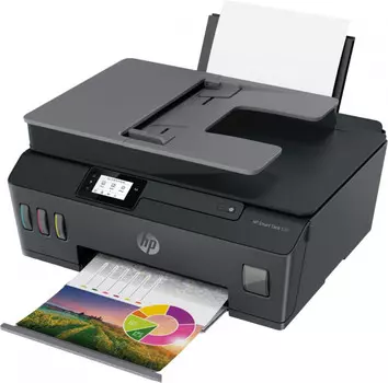 МФУ струйный HP Smart Tank 530, A4, цветной, 11стр/мин (A4 ч/б), 5стр/мин (A4 цв.), 1200x1200dpi, АПД-35 листов, СНПЧ, Wi-Fi, USB (4SB24A)