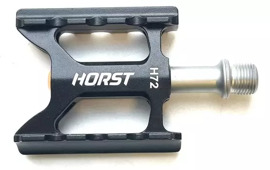 Педали велосипедные HORST H72, алюминий, широкие, ось Cr-Mo, 72*65*18мм, черные, 00-170873