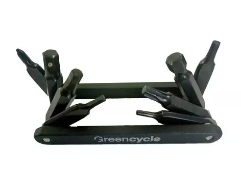 Мультитул велосипедный Green Cycle, складной, 8 инструментов, черный, GCM-089