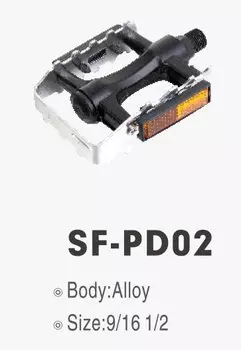 Педали SHUNFENG SF-PD02, MTB, 94х72 мм, 9/16, алюминиевые, черно-серебристые, SF-PD02