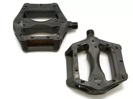 Педали TBS CJ-2022, MTB, пластиковые, с подшипниками, с отражателем, ось 9/16", чёрные, CJ-2022