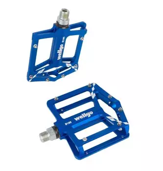Педали WELLGO B185 BMX/Downhill алюминий, ось Cr-Mo, сменные шипы, широкие, синие 6-150185