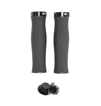 Ручки на руль HORST H217 OneSideLock, 130мм, резиновые, c 1 фиксатором, эргономические, черные, 00-170473