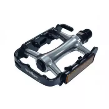 Педали WELLGO, MTB, алюминий, ось CrMo, 9/16", 101х63x24мм, на промподшипниках, серо-чёрные, M20