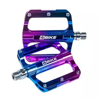 Педали велосипедные 4BIKE K306OilBlu, 120х100х18 мм, промподшипник, Cr-Mo ось, oil slick синий, ARV-K306_BLU-OIL