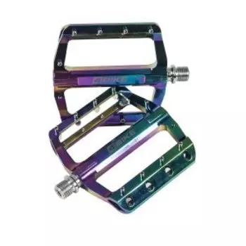 Педали велосипедные 4BIKE K311S-OIL, материал CNC алюминий, размер платформы 116х98х16,5 мм, Oil Slick, ARV-K311S-OIL