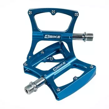 Педали велосипедные 4BIKE K340, материал CNC алюминий, размер платформы 104х98х18 мм, синие, ARV-K340BLU