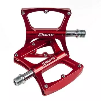 Педали велосипедные 4BIKE K340, материал CNC алюминий, размер платформы 104х98х18 мм, красный, ARV-K340RED