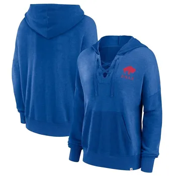 Женский пуловер с капюшоном из френч-терри с брендом Royal Buffalo Bills Heritage Snow Wash, пуловер на шнуровке Fanatics, цвет Bil Blue