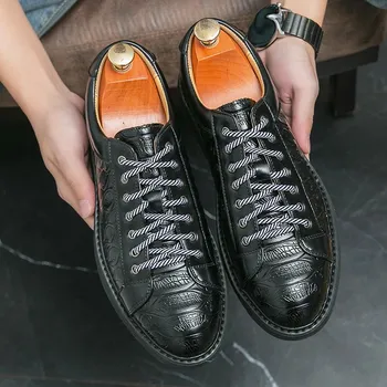 Fashion Lace Up Oxford Shoes Fashion Casual Leather Handmade Brand Men Men Flats Soft Outdoor Business Shoes Man Formal Dress Footwear 39 коричневый