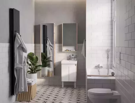 Комплект мебели белый глянец/дуб верона 45 см Акватон Сканди Doors 1A278701SDB20 + 1WH501630 + 1A252002SDB20