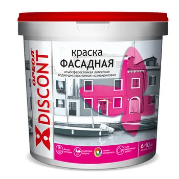 краска в/д ОРЕОЛ ДИСКОНТ фасадная атмосферостойкая белая 1,5 кг, арт.5433
