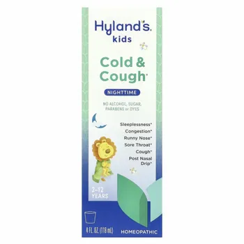 Hyland's, 4 Kids, средство от насморка и кашля для детей, для приема вечером, от 2 до 12 лет, 118 мл (4 жидк. унций)