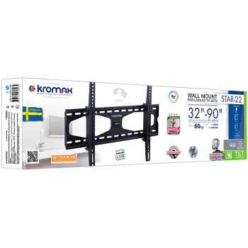 Кронштейн настенный для TV/монитора KROMAX STAR-22, 32"-90", до 60 кг, черный