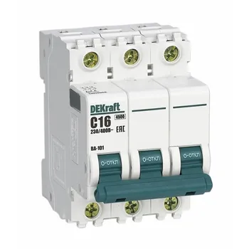 Выключатель автоматический Systeme Electric BA-101 DEKraft трехполюсный (3P/3П) 63А B 4.5кА (11036DEK)