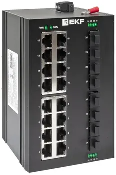 Коммутатор промышленный неуправляемый EKF TSX-U-8GX/SFP-16GT U-8GX/SFP-16GT 8 портов 1000Base-X SFP 16 портов 10/100/1000Base-T(X) RJ45 монтаж на DIN-