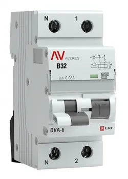 Автомат дифференциальный EKF rcbo6-1pn-32B-30-a-av DVA-6 1P+N 32А (B) 30мА (A) 6кА AVERES
