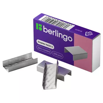 скобы для степлера BERLINGO 24/6 1000шт оцинкованные