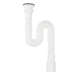 сифон для мойки AQUANT 1 1/2"х40/50 355/755мм гофрирован белый