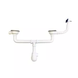 сифон для мойки AQUANT 3 1/2"х40 сдвоенный белый