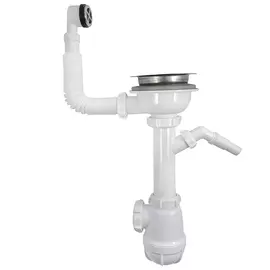сифон для мойки AQUANT 3 1/2"х40мм с круглым переливом отводом для быт. тех