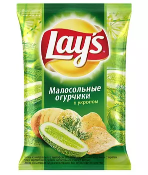 Чипсы "Lays" малосольные огурчики с укропом