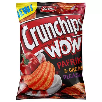 Чипсы рифленые картоф.Crunchips WOW со вкусом паприки 110г Lorenz