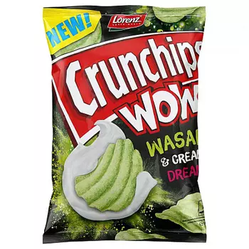Чипсы рифленые картоф.Crunchips WOW со вкусом васаби 110г Lorenz
