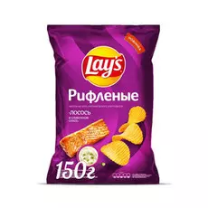Чипсы рифленые лосось/сливочный соус Lays