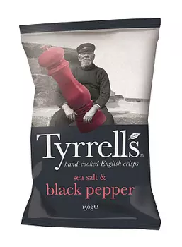 Чипсы с морской солью и черным перцем Tyrrells
