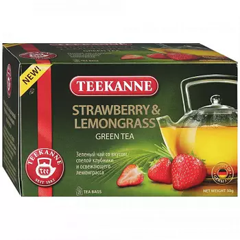 Чай зеленый Teekanne Strawberry Lemongrass со вкусом спелой клубники и лемонграсса 20 пакетиков