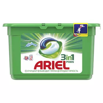 Гель для стирки в капсулах горный родник 12 шт Ariel