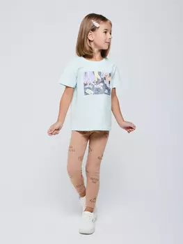 Леггинсы в рубчик для девочек (бежевый, 110/ 5-6 YEARS)