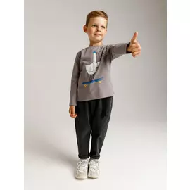 Лонгслив для мальчиков (серый, 98/ 3-4 YEARS)