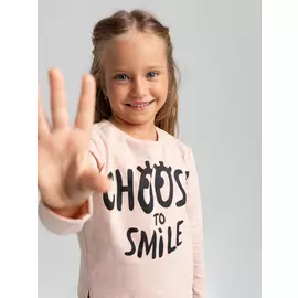 Лонгслив с принтом для девочек (розовый, 104/ 4-5 YEARS)