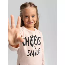 Лонгслив с принтом для девочек (розовый, 98/ 3-4 YEARS)