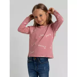 Лонгслив с принтом для девочек (розовый, 98/ 3-4 YEARS)