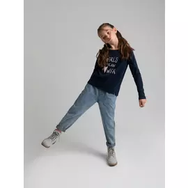 Лонгслив с принтом для девочек (синий, 140/ 10-11 YEARS)