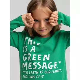 Лонгслив с принтом для девочек (зеленый, 104/ 4-5 YEARS)
