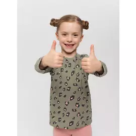 Лонгслив с принтом для девочек (зеленый, 110/ 5-6 YEARS)