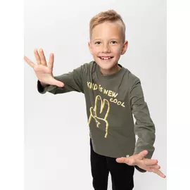 Лонгслив с принтом для мальчиков (зеленый, 152/ 12-13 YEARS)
