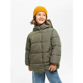 Стеганая куртка с капюшоном для девочек (зеленый, 98/ 3-4 YEARS)