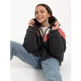 Куртка из искусственного меха для девочек (серый, 152/ 12-13 YEARS)