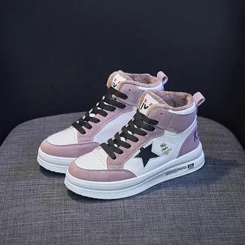 Зимние кроссовки 2021 года Ins Trend Plus Velvet Женская обувь Удобная повседневная обувь для сноуборда на платформе Зимняя обувь 35