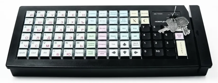 Клавиатура Posiflex 21781 KB-6600U-B, программируемая, черная c ридером магнитных карт на 1-3 дорожки